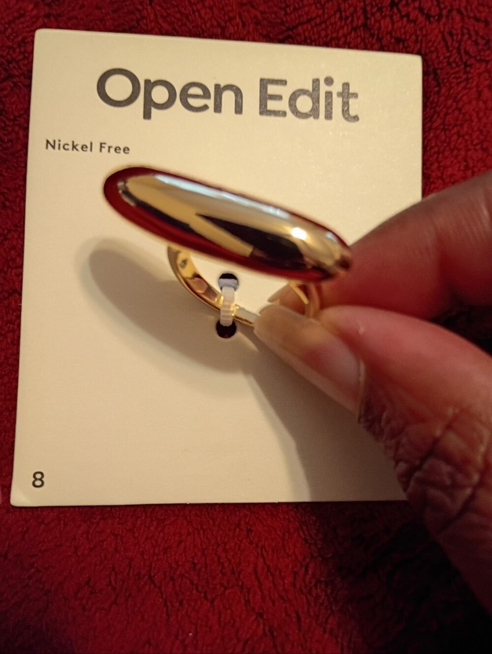 Nordstrom Open Edit Gold-Tone Oval Dome Ring| Size 8